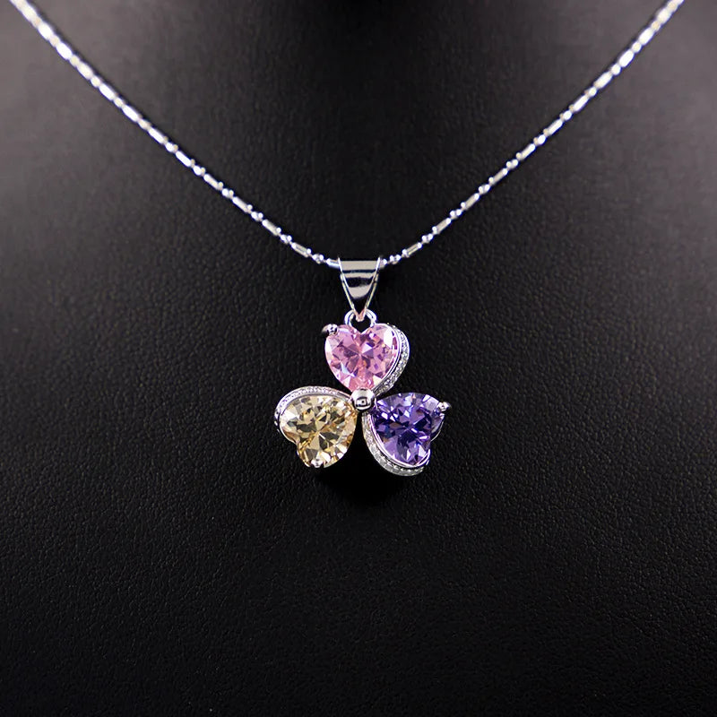 Multicolor Silver 925 Bridal Jewelry sets For women Cubic Zirconia Necklace Earrings Ring Bracelets For Wedding