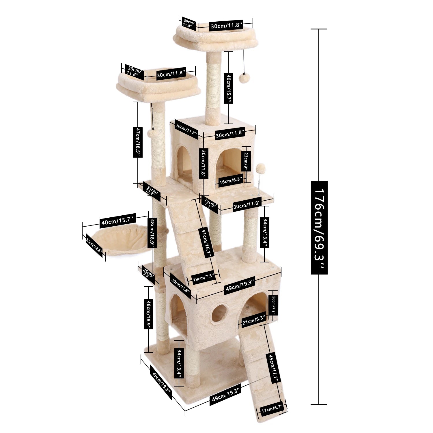 Cat Tree Condo Furniture with Sisal-Covered Scratching Posts Plush Condos for Kittens Cats and Pets