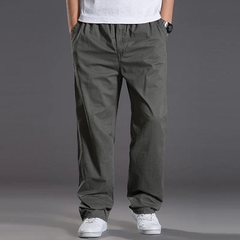 Men s casual Cargo Cotton pants men pocket loose Straight Pants