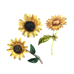 Fashion Yellow Rhinestone Sunflower Flower Brooch Female Party Clothing Accessories Pin Brooches