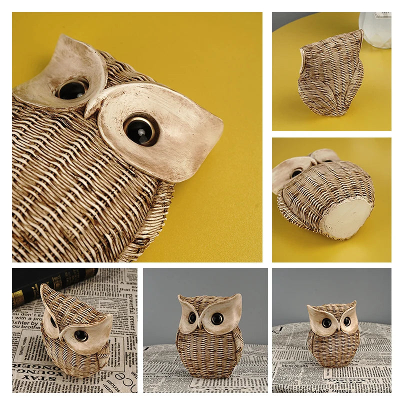 Statues Sculptures Decorative Owl Resin Living Room Ornaments Home Modern Figurines