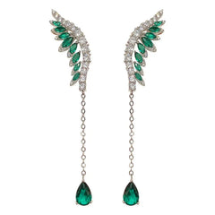 Bilincolor fashion green long dangling  wing earring for women