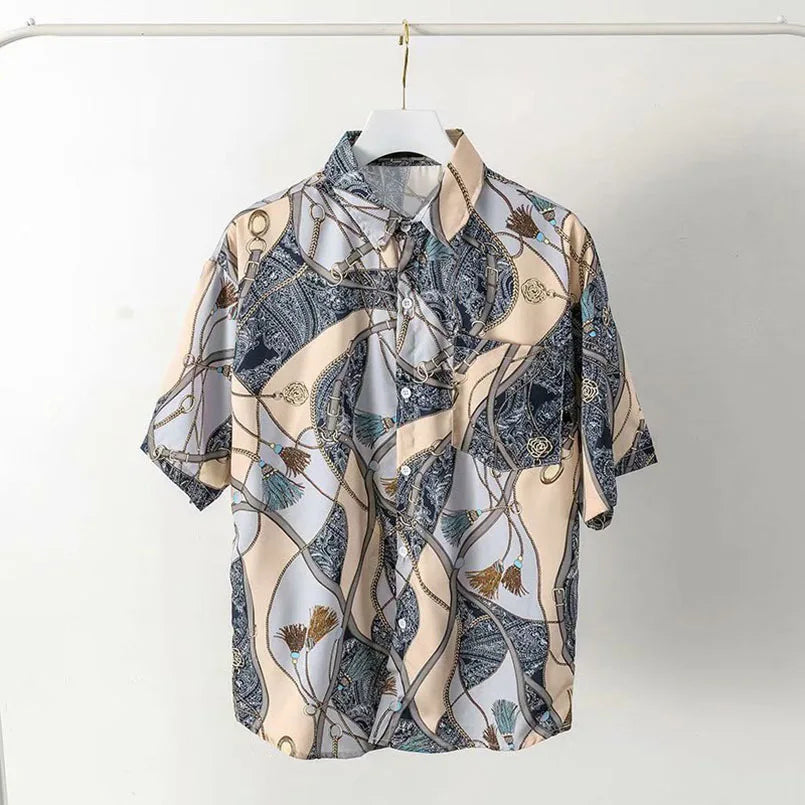 Hawaii Beach Shirt Men Quick Dry Summer Short Sleeve Male Print Casual Shirts