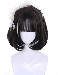 Synthetic Short Bob Color Lolita Anime Wigs With Air bangs for Women