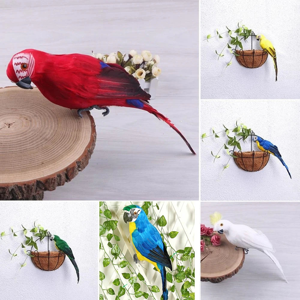 25/35cm Handmade Simulation Parrot Creative Feather Lawn Figurine Ornament