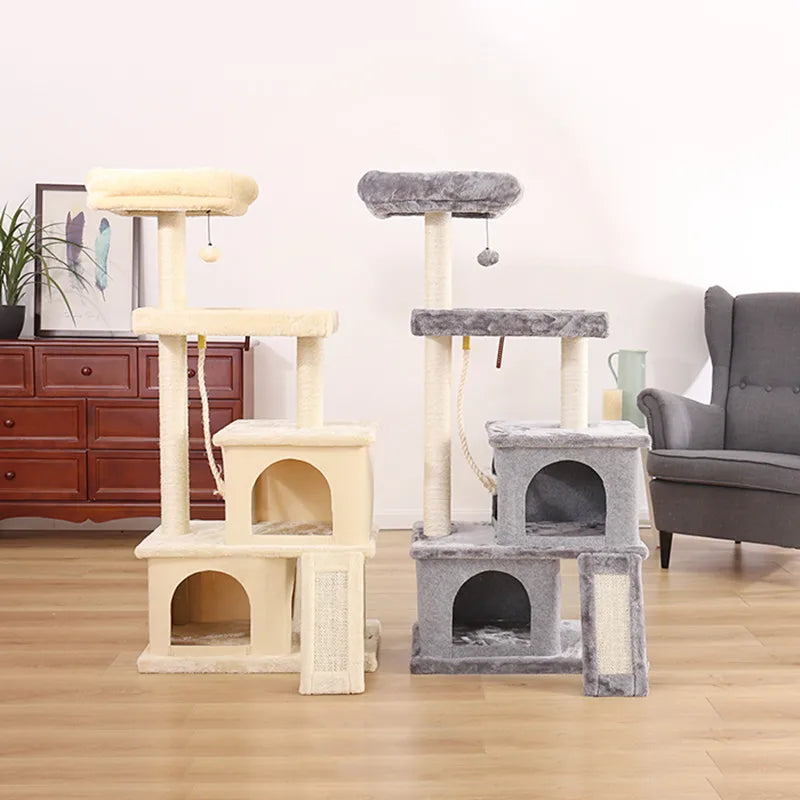 Cat Tree Condo Furniture with Sisal-Covered Scratching Posts Plush Condos for Kittens Cats and Pets