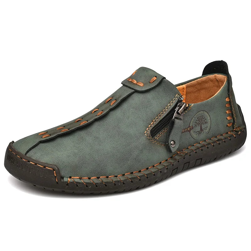 Handmade Leather Men Shoes Casual Slip On Loafers Breathable Leather Shoes