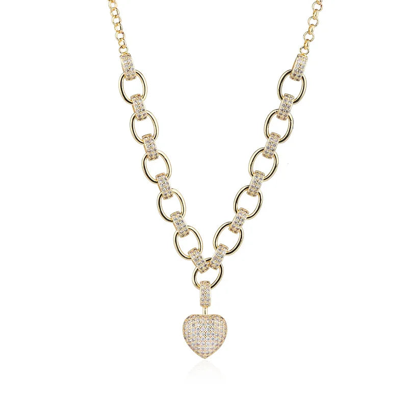 cubic zirconia heart pendant necklace bracelet jewelry set