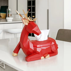 Deer Statue Craft Tissue Box for Table Tissue Paper Holder for Dining Table Paper Holder Animal Sculpture Home Décor Office