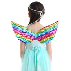 Kids Children Halloween Cosplay Angels Costume Lightweight Angel Wings Masquerade Party Stage Performance Fancy Dress Photo Prop