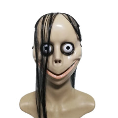 New Halloween Horror With Long Hair MO MO Mask Funny Mask V-shaped Mouth Mask With Hair Female Ghost Mask