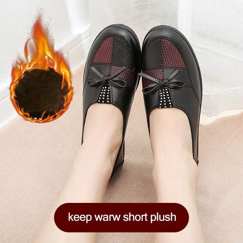 Female Shoes Leather Flats Women's Black Shoes Leisuer Woman Loafers Flats 2021 Fashion Classic Mom Casual Leather Shoes