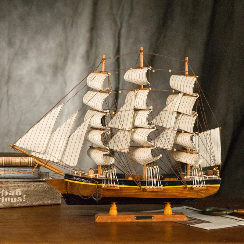 Wood Ship model Ornaments living room Crafts modern home decoration