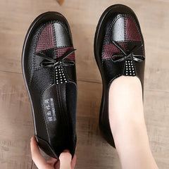 Female Shoes Leather Flats Women's Black Shoes Leisuer Woman Loafers Flats 2021 Fashion Classic Mom Casual Leather Shoes