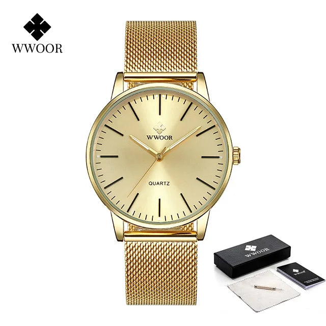 Men Gold Watches  Luxury Brand Men Fashion Quartz Golden Clock Male Simple Sports Waterproof Wrist Watch