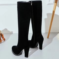 Women's Winter High Boots Fashion Flock Knight Knee High Boot Women