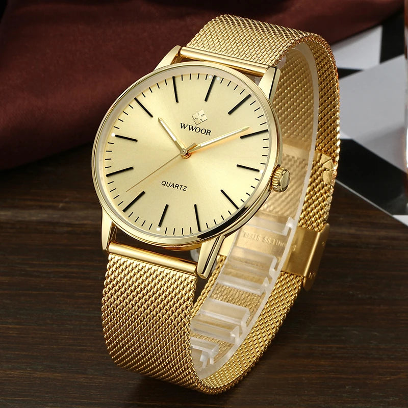 Men Gold Watches  Luxury Brand Men Fashion Quartz Golden Clock Male Simple Sports Waterproof Wrist Watch