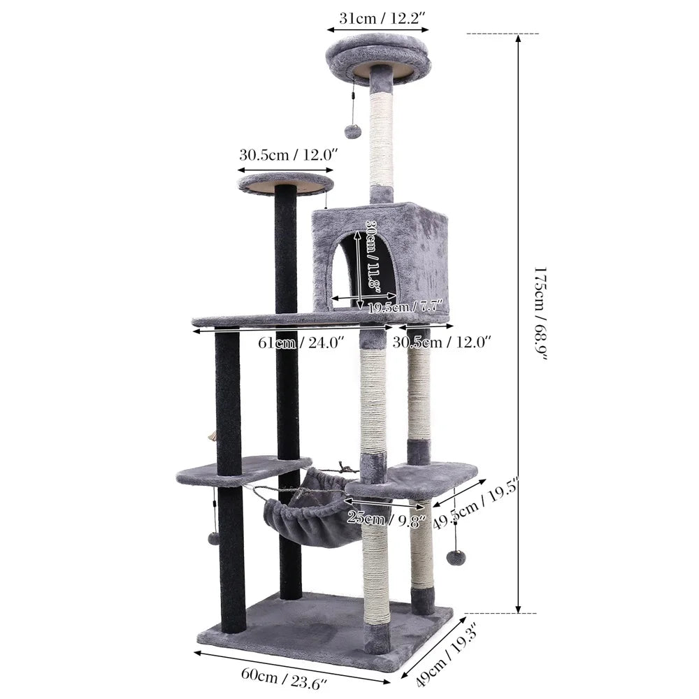 Cat Tree Condo Furniture with Sisal-Covered Scratching Posts Plush Condos for Kittens Cats and Pets