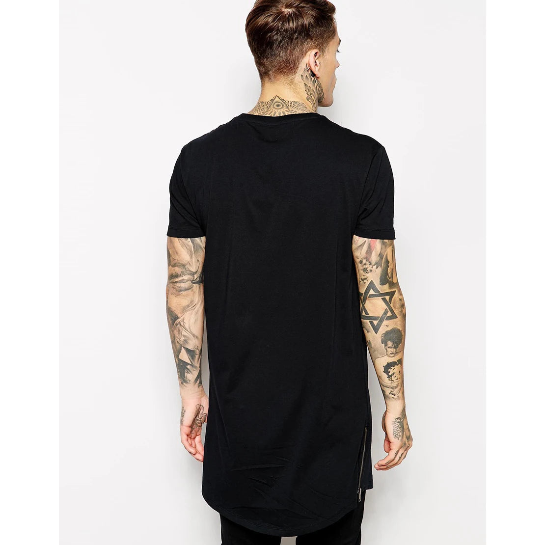 Mens Long T-Shirt Black Men's