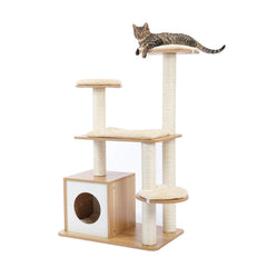 Cat Tree Condo Furniture with Sisal-Covered Scratching Posts Plush Condos for Kittens Cats and Pets