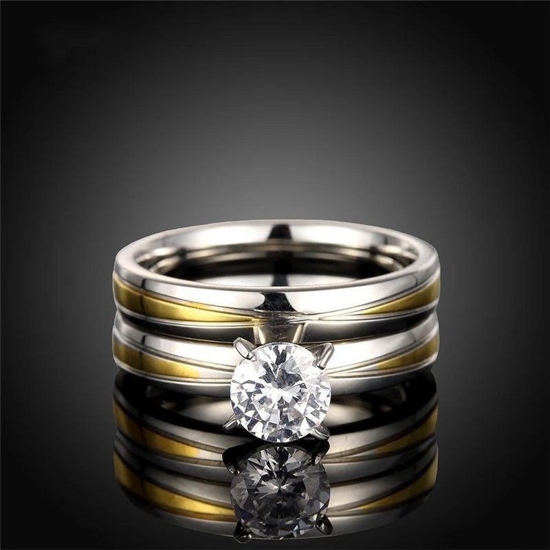 Rings Women White Crystal Rhinestones Rings Set