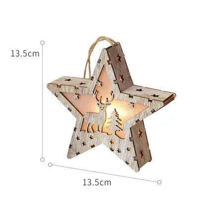 Christmas LED Light Wooden House Luminous Cabin Christmas Decorations Home Decor Night Lamp Pendant Prop