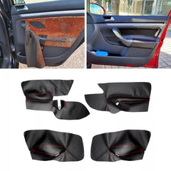 Microfiber Leather 4pcs Car Interior Door Armrest Panel Cover Trim