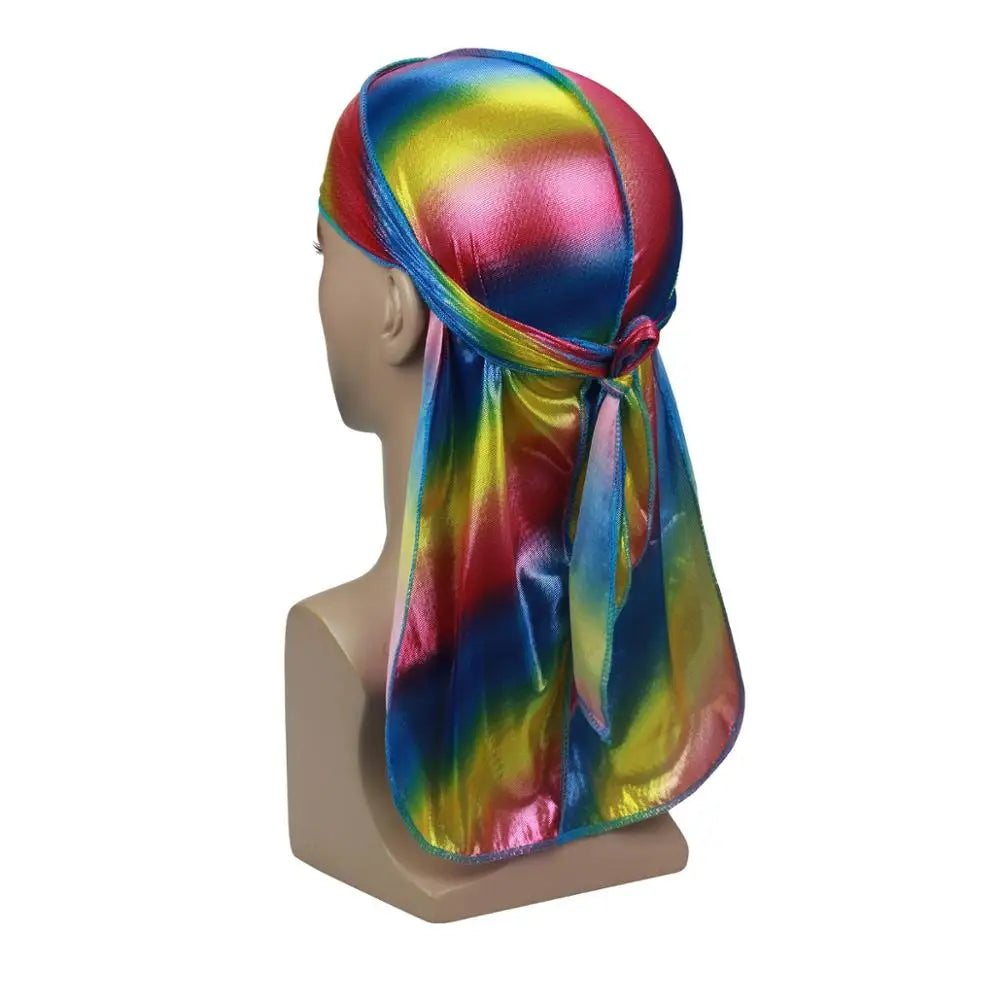 Fashion Men Colorful Durag Wave Caps Men's Sparkly Silky Durags