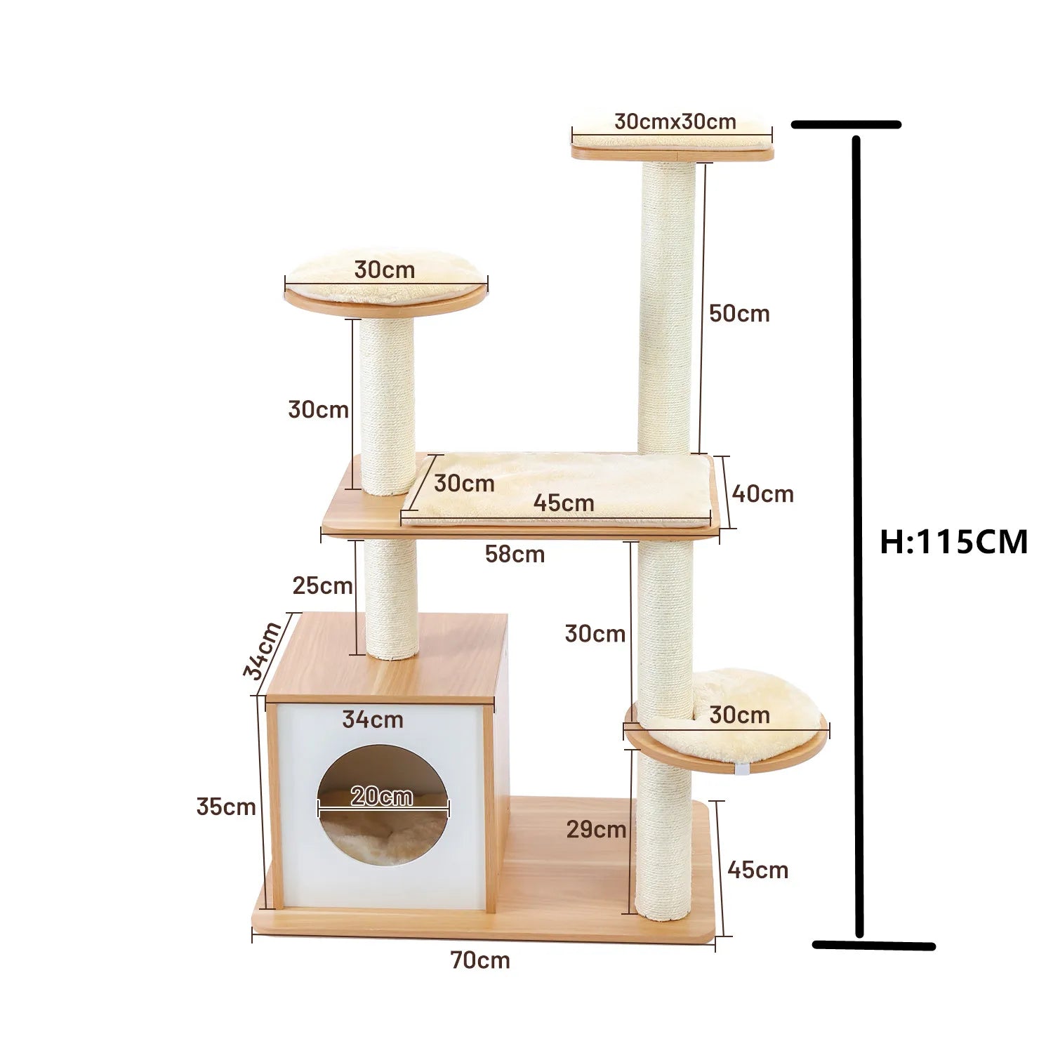 Cat Tree Condo Furniture with Sisal-Covered Scratching Posts Plush Condos for Kittens Cats and Pets