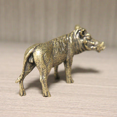 Heavy Brass Wild Boar Statue for Home Decors Retro Figurines Creative Handmade Animal Sculpture Art Bookcase Display Ornaments