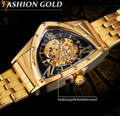 Golden Luxury Men Mechanical Wristwatch Triangle Automatic Watches