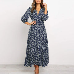 Women's Summer Bohemian Floral Print Long Maxi Dress