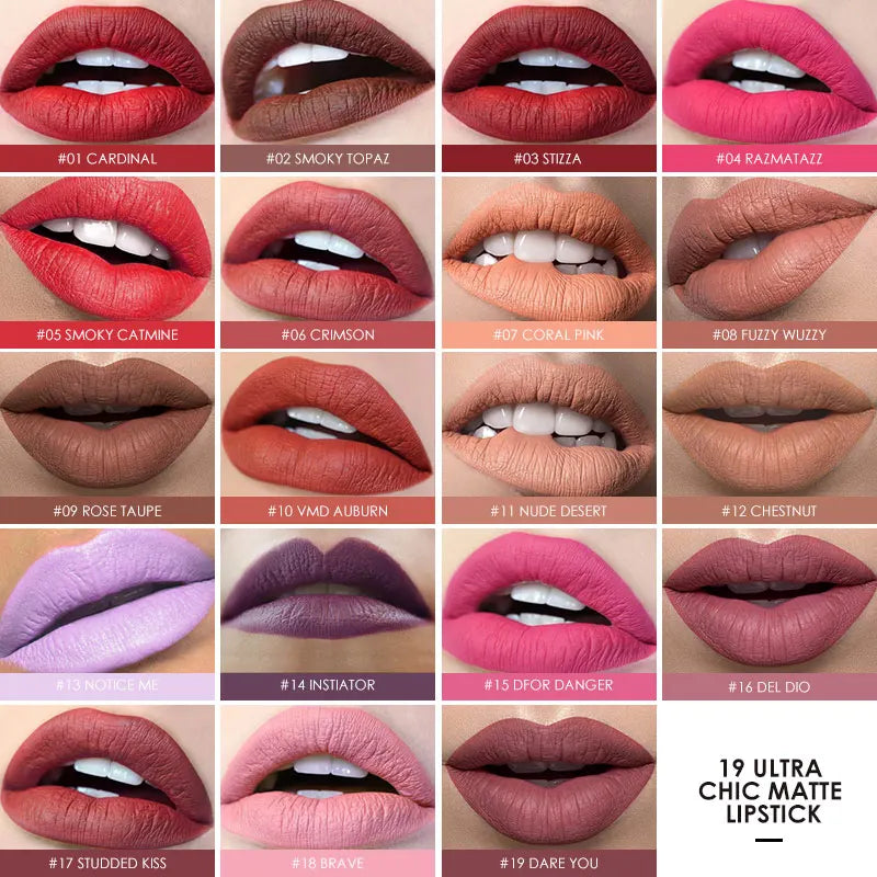 Focallure Matte Lipstick 19 Colors Waterproof Matte Lipsticks Soft Texture Lip Stick