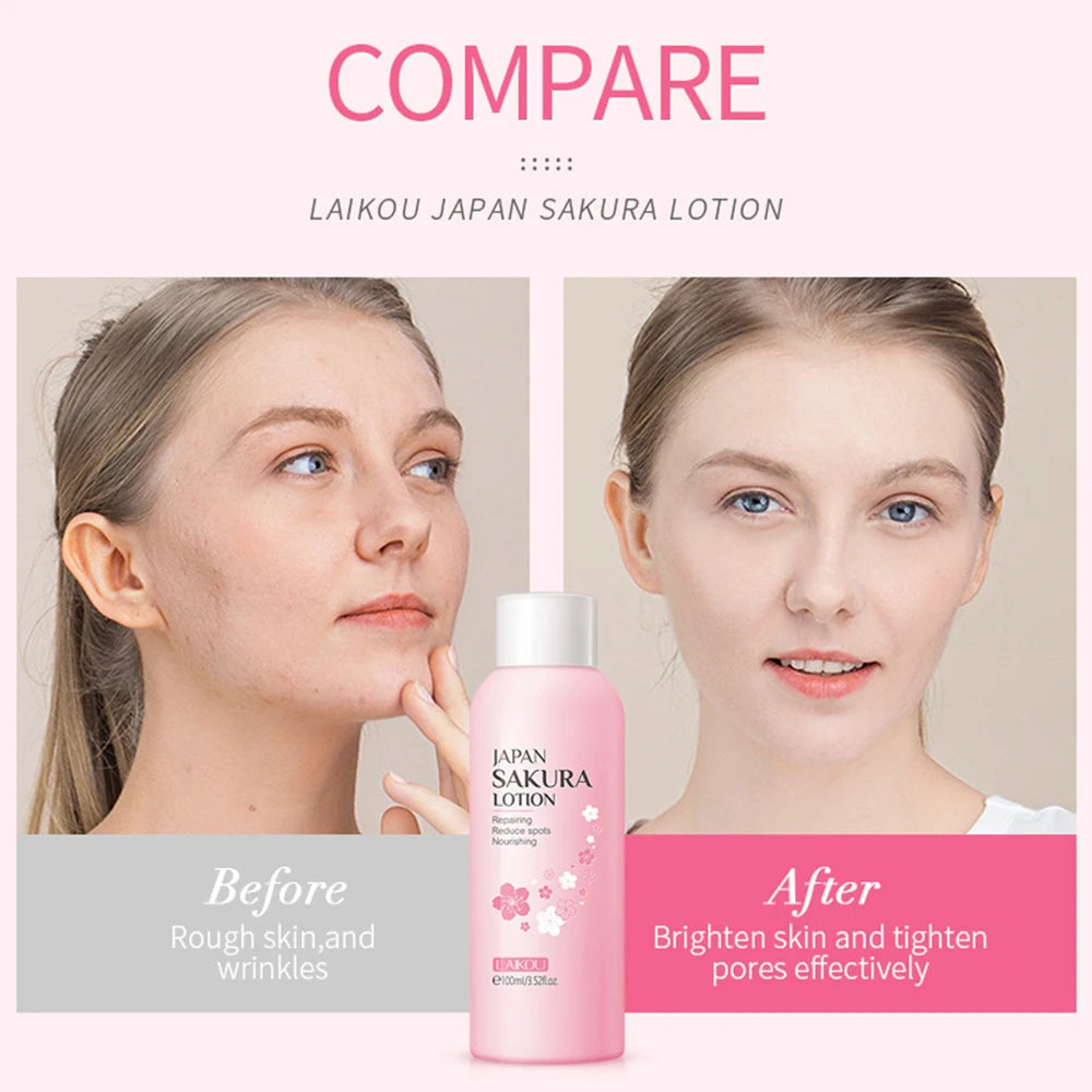 LAIKOU Sakura Face lotion Moisturizing Essence Moisturizing Shrink Pores Repairing Emulsion Facial Skin Care Products