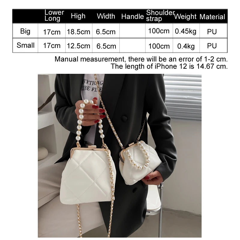 Stylish Totes Pearl Clip Bag Women's Party Clutch Wedding Crossbody Bag