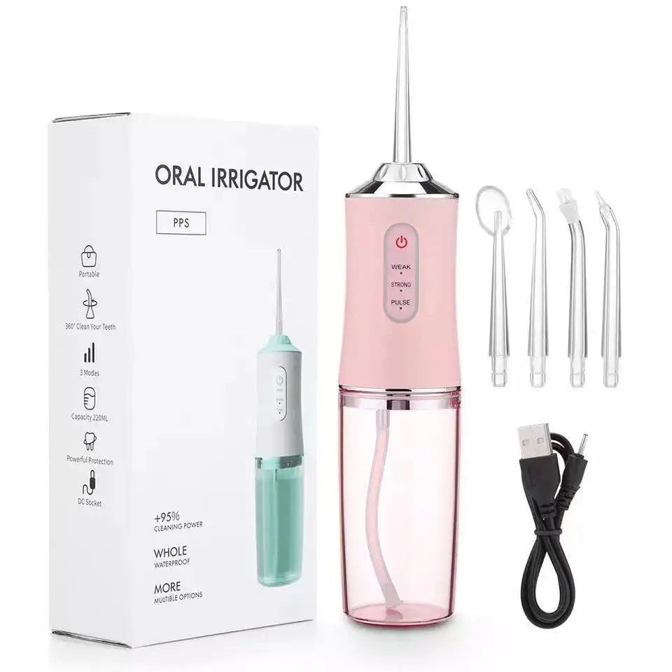 Oral Irrigator +4 Jets 3 Mode USB Rechargeable Water Flosser Portable Dental Water Jet Waterproof Irrigator Dental Teeth Cleaner