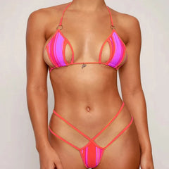 Halter Hollow Out Micro Bikini  New Women's Swimsuit Neon Swimwear Women