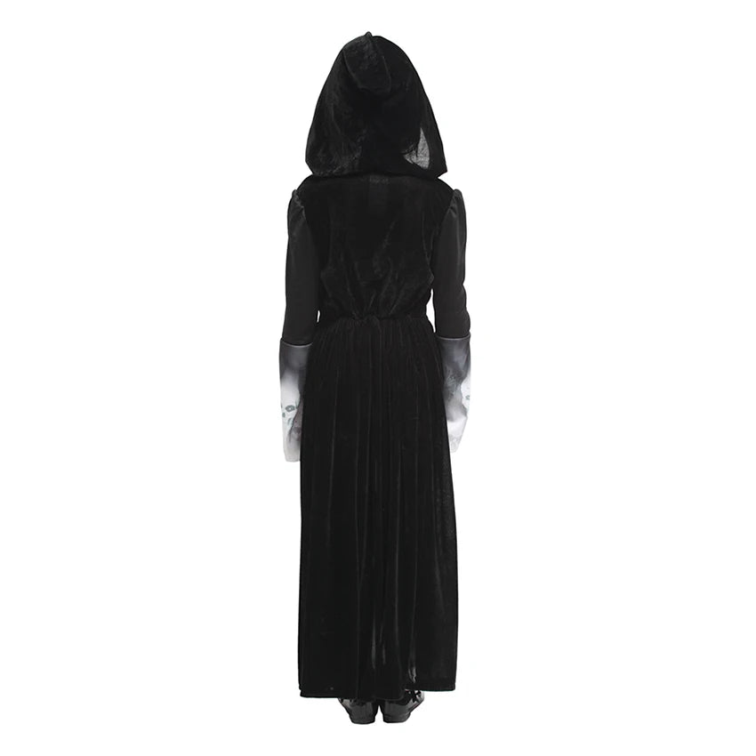 Scary Grim Reaper Girl Dress Scythe Witch Costume Ghost Terror Skull Cosplay Halloween Costume