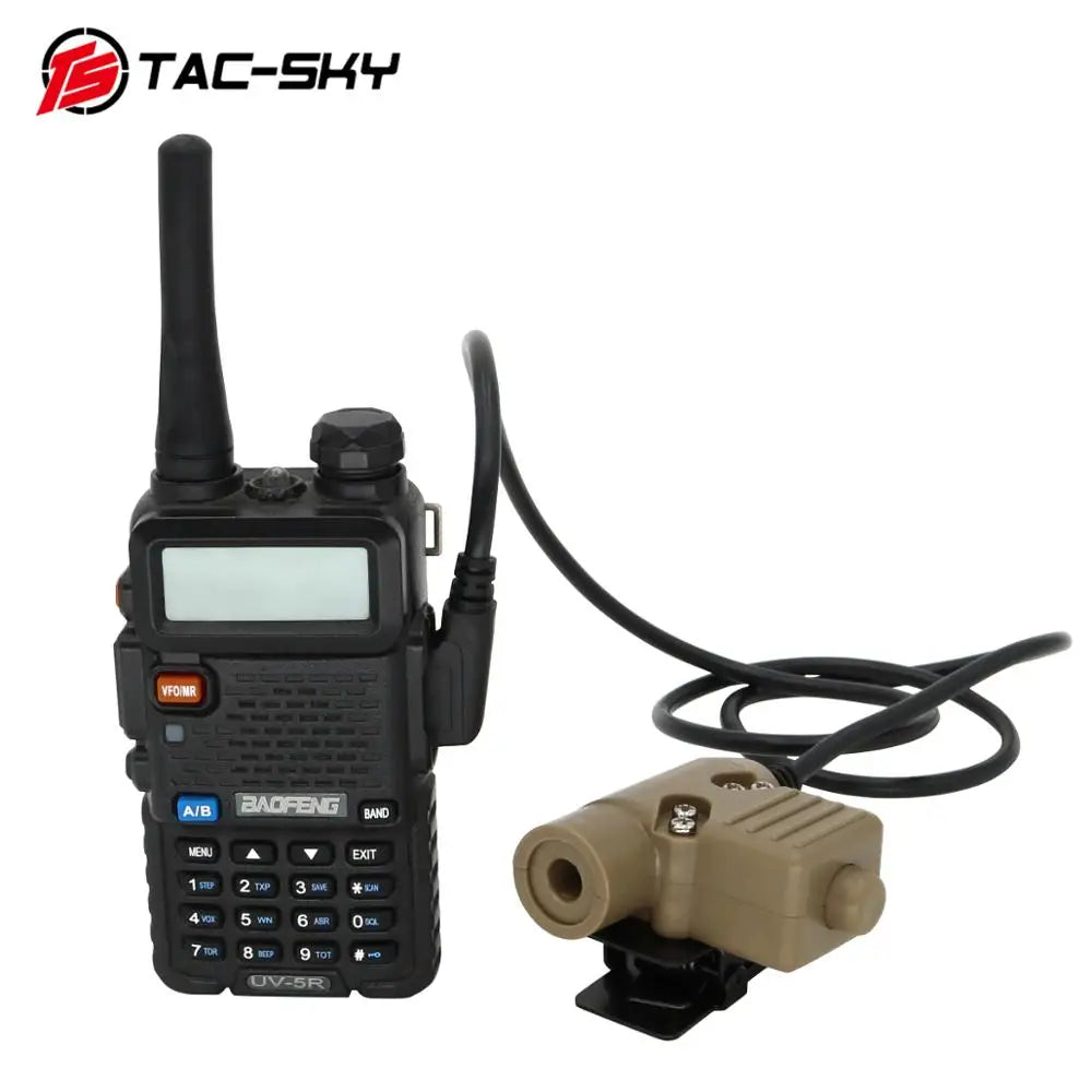 TAC -SKY PTT U94 New Plug Tactical PTT Military Headset Adapter Walkie Talkie PTT Hunting Sport Shooting Tactical Headset U94PTT