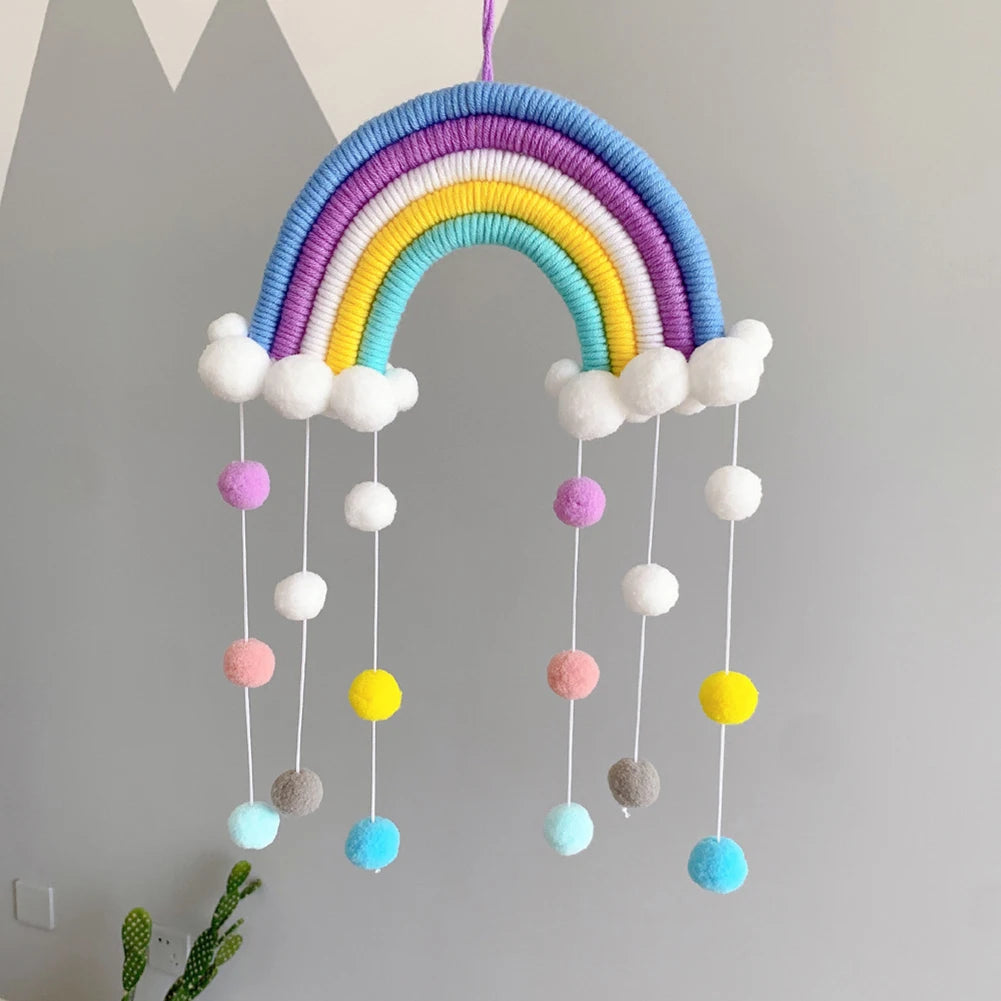 Woven Rainbow Ball Pendant Kids Room Hanging Ornament Balcony Home Wall Decor