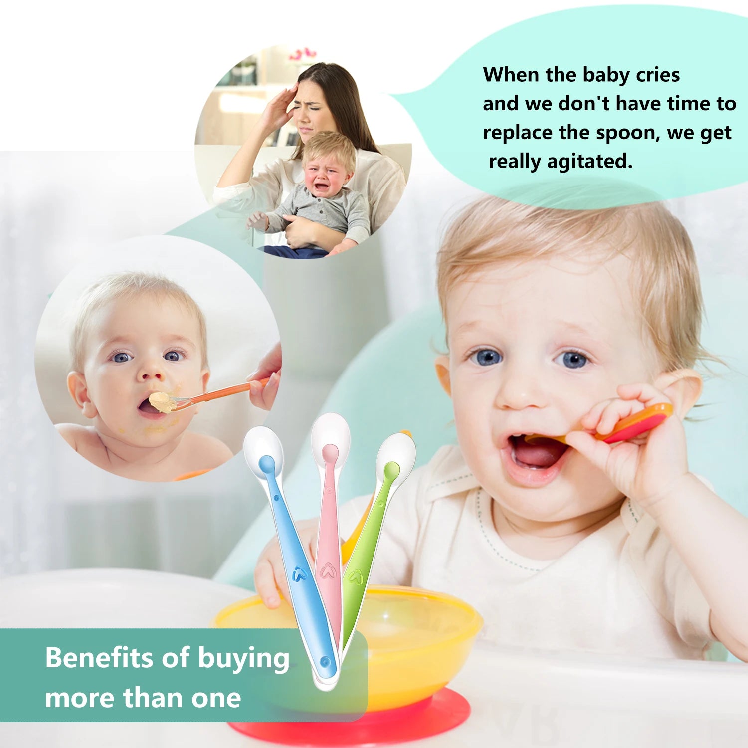 Baby Silicone Soft Spoon Training Feeding Spoons for Children