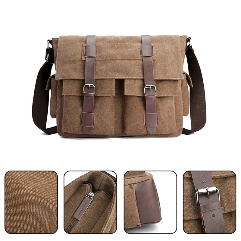 Men's Vintage Canvas Bag Men Casual Crossbody Bag For Men Messenger Bag Man Travel Shoulder Bags