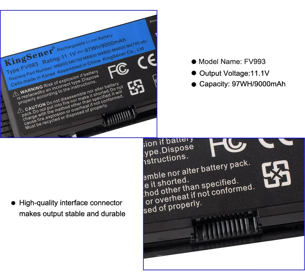 KingSener 9000mAh FV993 Laptop Battery For DELL Precision