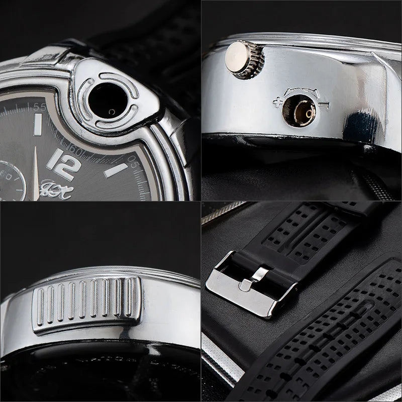 Men's Watch Gold Portable Lighter Windproof Flameless Charging USB Cigarette Lighter