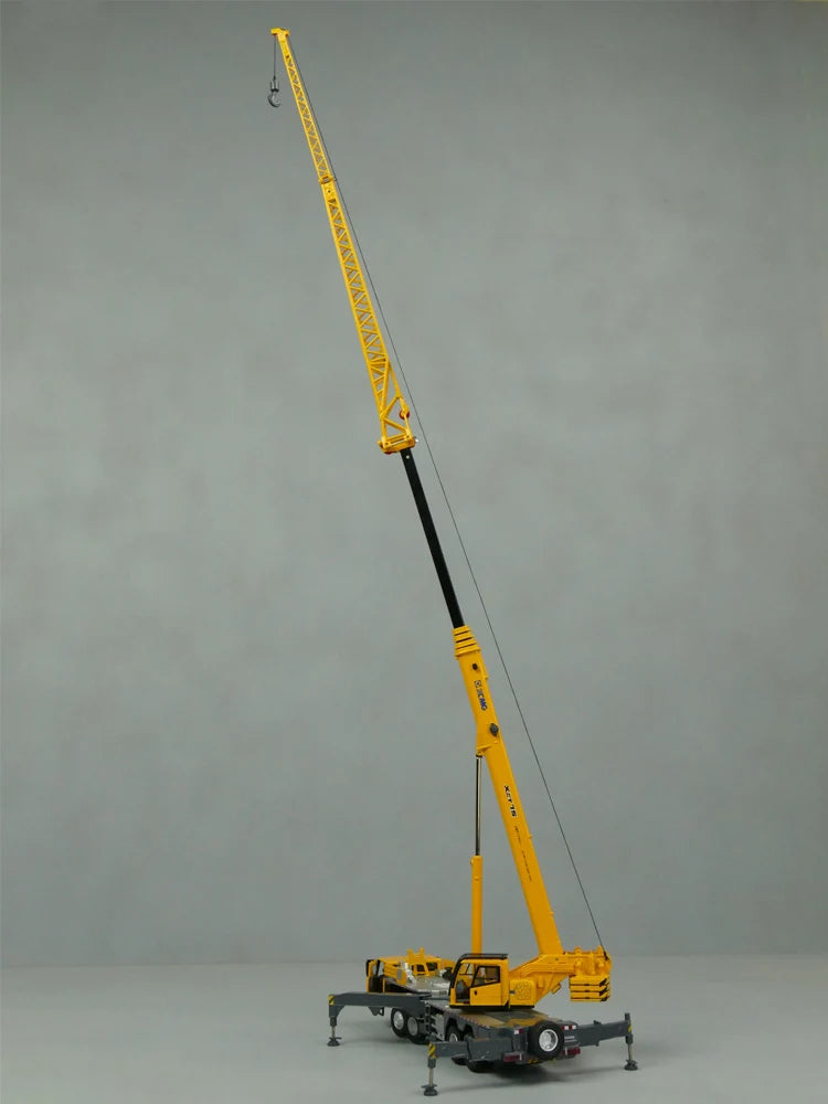 Tons Truck Crane Model Replica  Metal Toys Gifts Yellow 2 Cabs Open Hoist