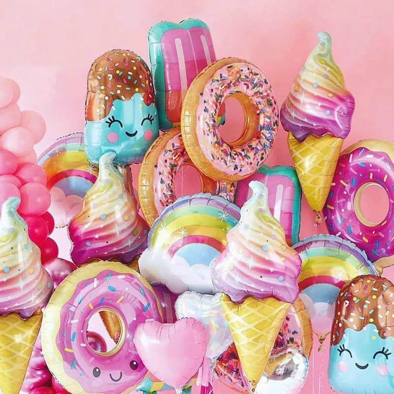 Donut globos Foil Balloon Fruit Ice Cream Helium Balloon Birthday Party