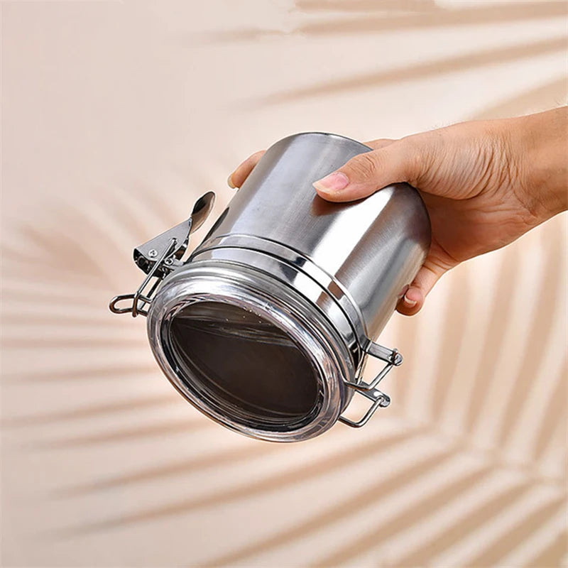 Stainless Steel Sealed Tank Food Coffee Beans Snack Storage Cans Tea Leaf Container