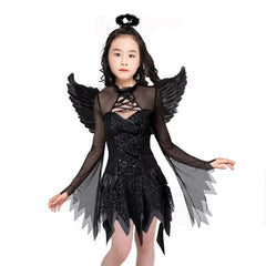 Halloween witch costume for girl vampire witch tutu dress with headband bat wings children child witch fancy dress Outfit 3pcs