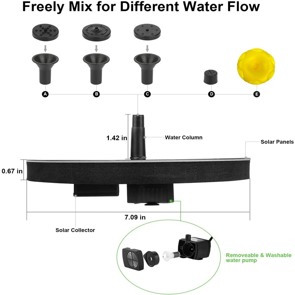 Floating Solar Fountain Garden Water Fountain Pool Pond Decoration Solar Panel