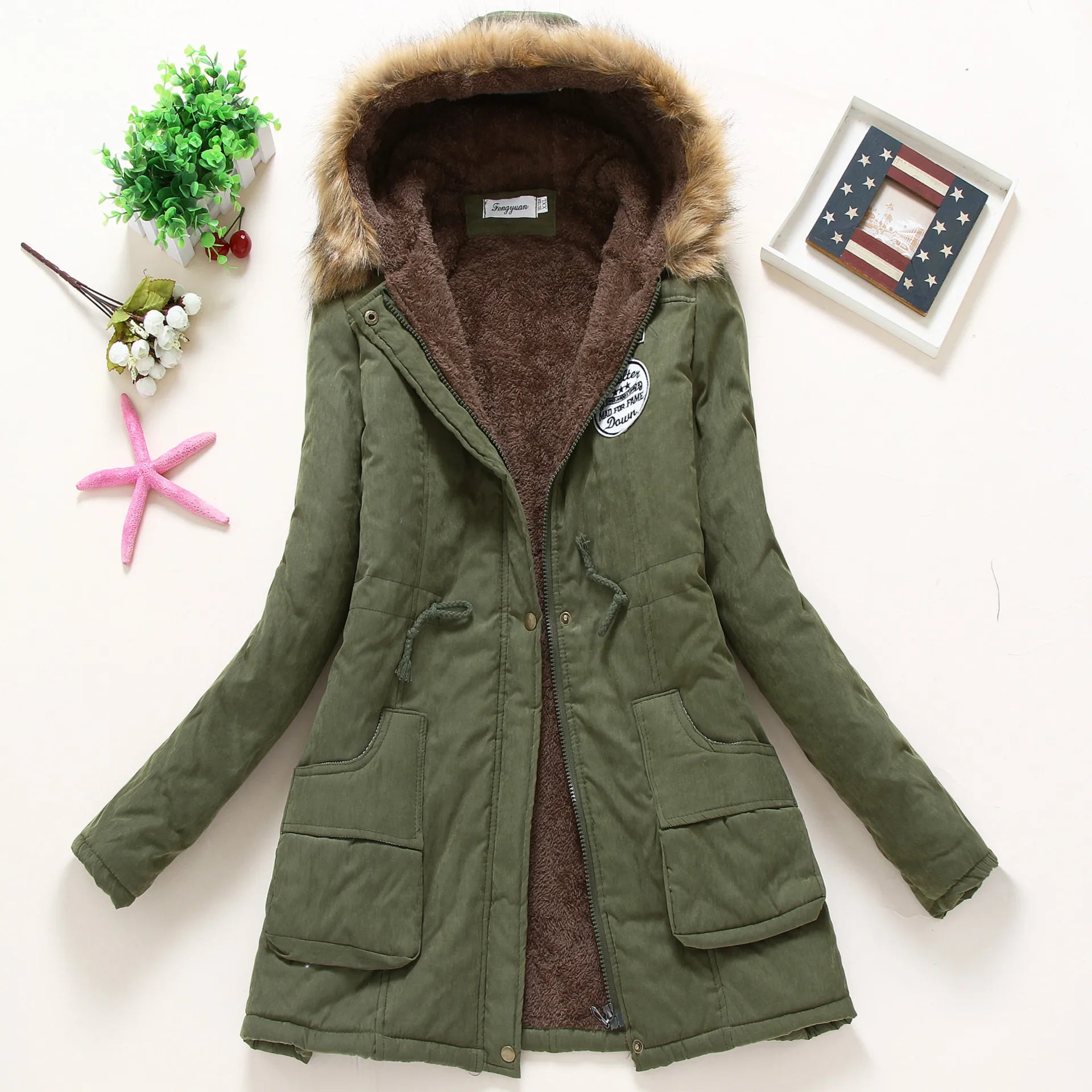 Women's Parka Casual Outwear Military Hooded fur Coat